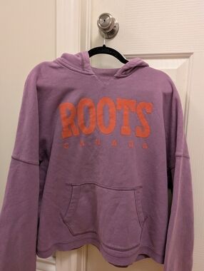 Roots Canada Lavender Hoodie with Coral Logo